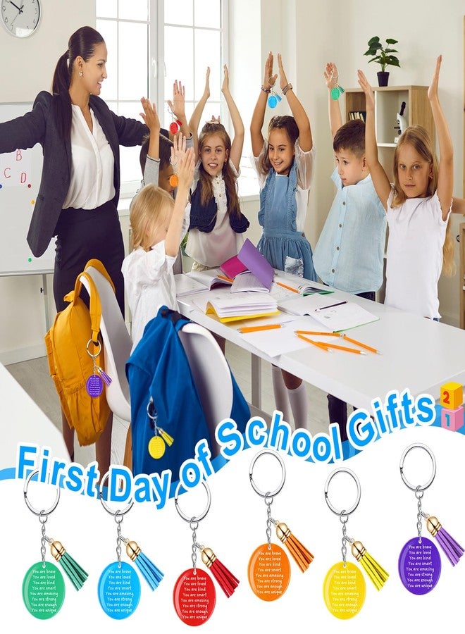 Ecation مجموعة إيكيشن المكونة من 24 مجموعة من سلاسل المفاتيح الملهمة لعيد الميلاد، هدايا بالجملة للطلاب، سلسلة مفاتيح أكريليك بألوان قوس قزح مع شرابات للأطفال وزملاء العمل (دائرية) - Image 5