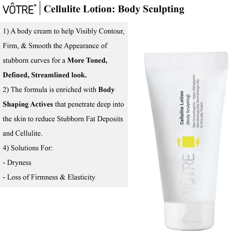 Votre Votre Natural Vegan Cellulite Lotion Body Sculpting Shaping for Dryness Loss Firmness and Elasticity No Paraben Sulfates 150 g - Image 2