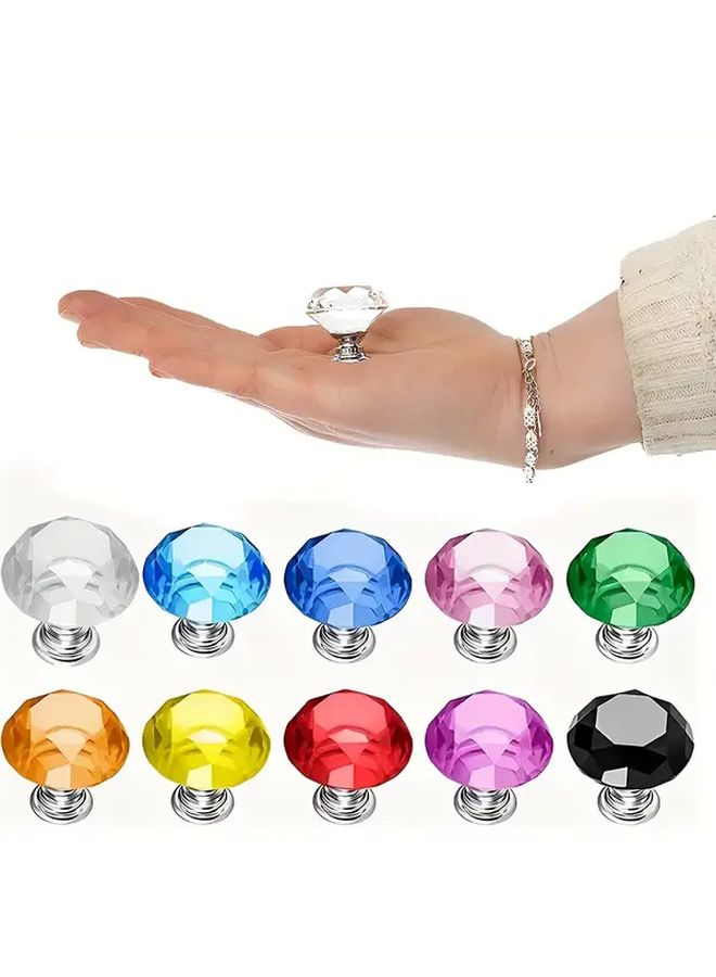Mix Colors 10pcs Crystal Cabinet Drawer Handles 30mm Diamond Wardrobe Kitchen Dressing Table Handles - Image 1