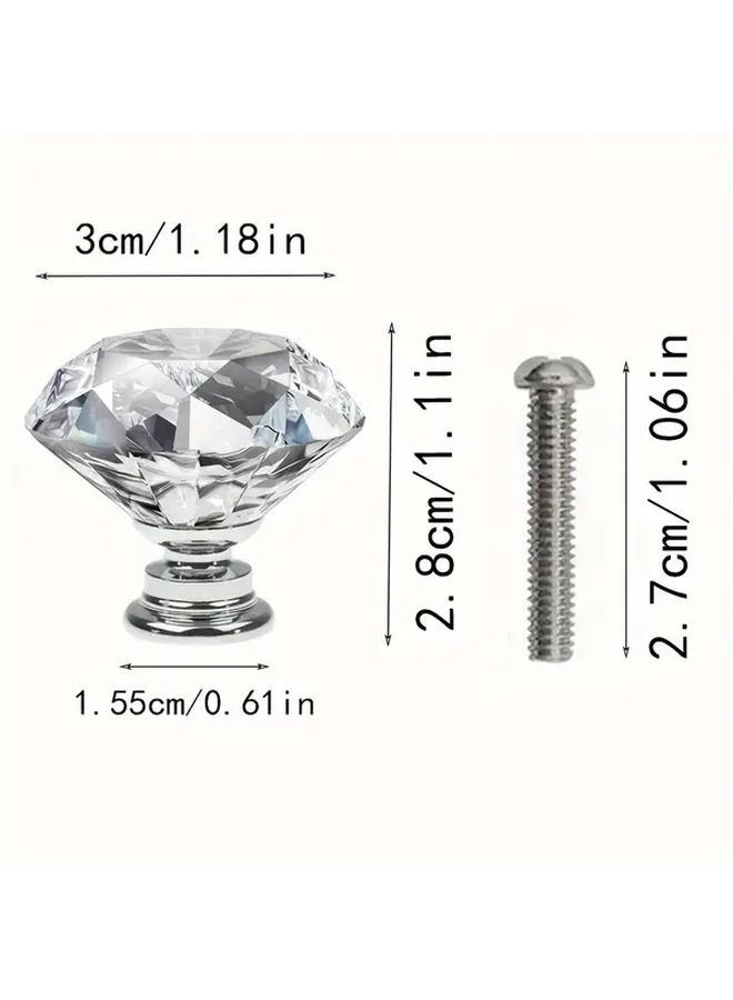 Mix Colors 10pcs Crystal Cabinet Drawer Handles 30mm Diamond Wardrobe Kitchen Dressing Table Handles - Image 4