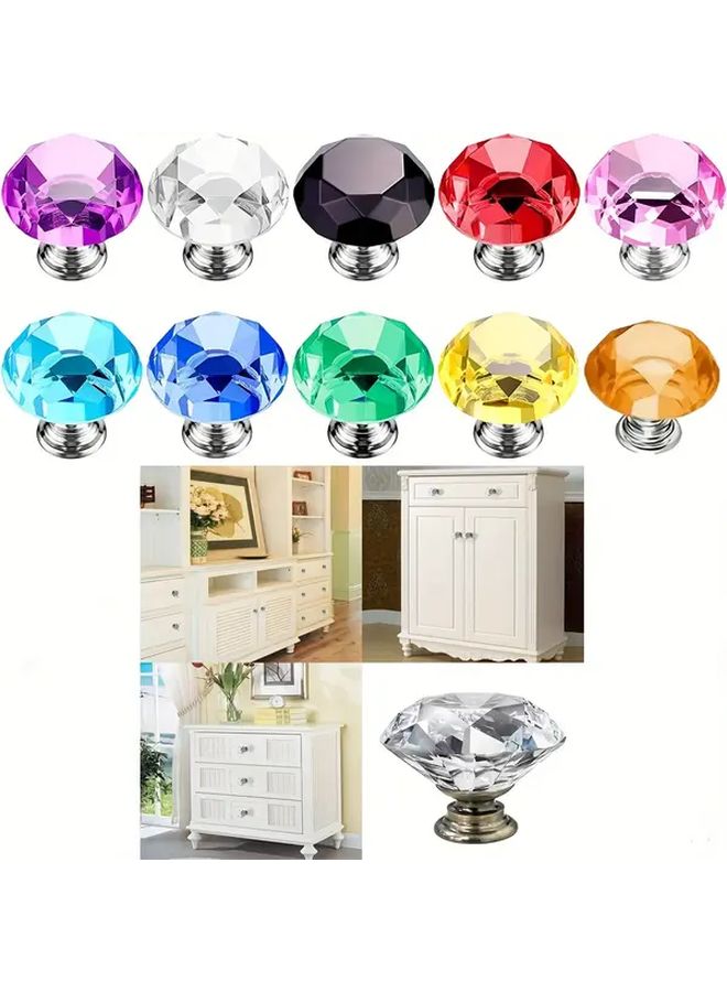Mix Colors 10pcs Crystal Cabinet Drawer Handles 30mm Diamond Wardrobe Kitchen Dressing Table Handles - Image 2