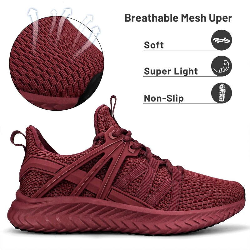 Abboos Women's Walking Tennis Shoes - Slip On Memory Foam Lightweight Shoes Casual Sneakers for Gym Travel Work Agate Red Size 9.5 - Image 3