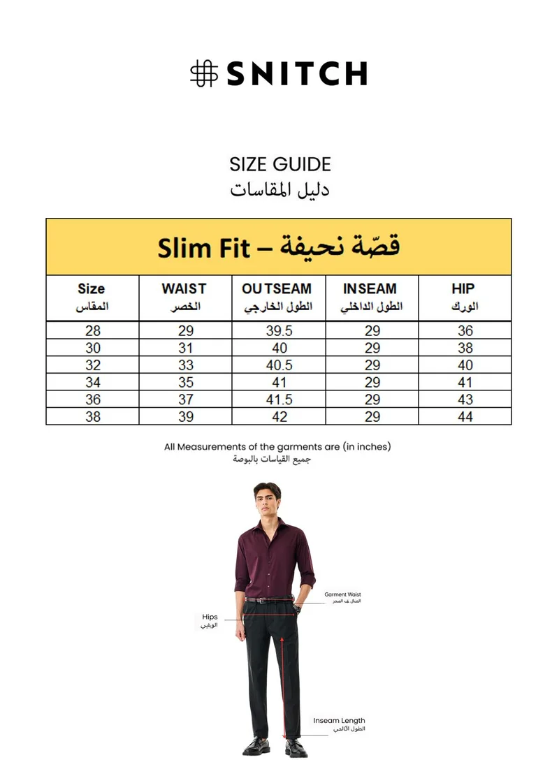 Snitch Beige Beige Solid Slim Fit Formal Trousers for Men | Best Price UAE
