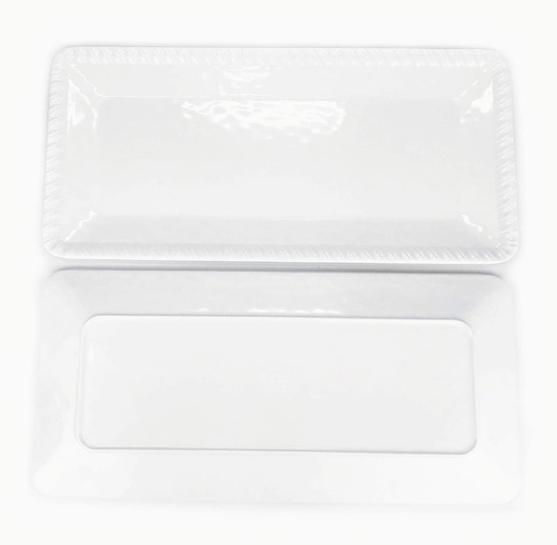 KX-WARE 17-Inch Melamine Serving Tray/Platters Set of 2, White & Rectangular | 100% Melamine,Dishwasher Safe,BPA Free - Image 4