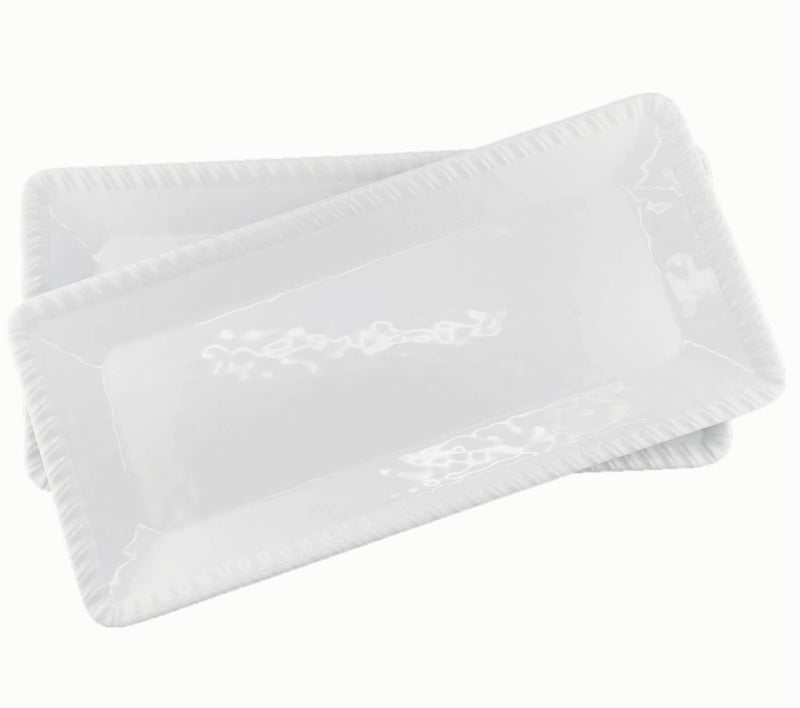 KX-WARE 17-Inch Melamine Serving Tray/Platters Set of 2, White & Rectangular | 100% Melamine,Dishwasher Safe,BPA Free - Image 1