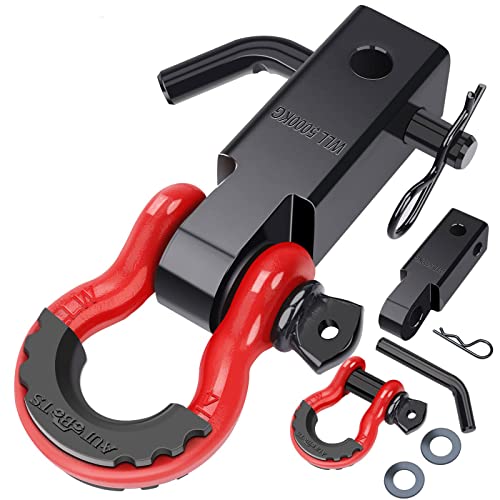 AUTOBOTS Shackle Hitch Receiver 2", 45,000 Lbs Break Strength Heavy Duty Receiver with 5/8" Screw Pin, 3/4" D Ring Shackles, Towing Accessories for Vehicle Recovery Off-Road, Red&Black - Image 5