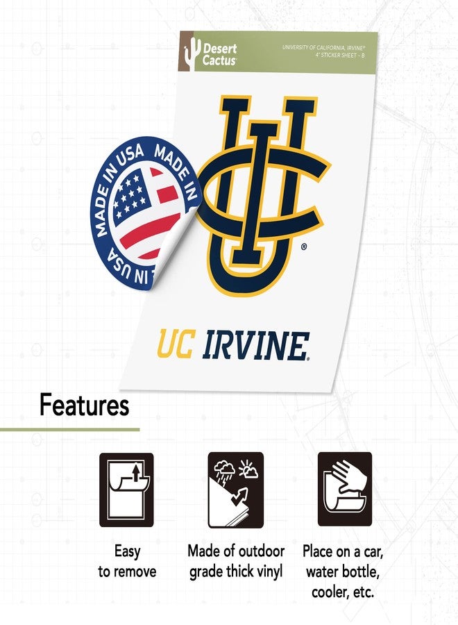 Desert Cactus University of California Irvine Sticker Anteaters UCI Eaters Vinyl Decal Laptop Water Bottle Car Scrapbook Sheet (4 Inch Set VB) - Image 4
