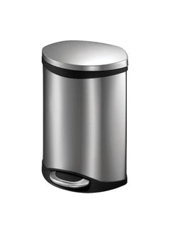 EKO Non-Slip Stainless Steel Shell Step Bin Silver 10 L EK9218MT-10L  - Image 1