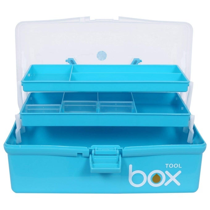 PORTABLE 3 LAYER COMPARTMENT LOCKABLE PLASTIC STORAGE BOX TRAVEL STATIONERY MAKEUP COSMETIC MEDICINE ORGANISE MULTI COLOUR