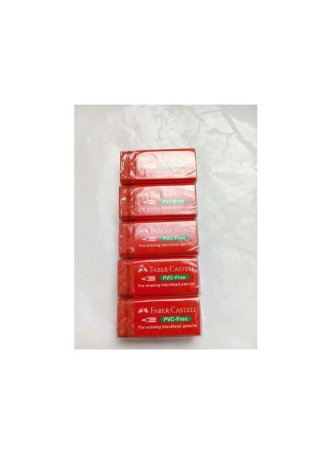 Faber-Castell Erasers – 5 Pieces – Red