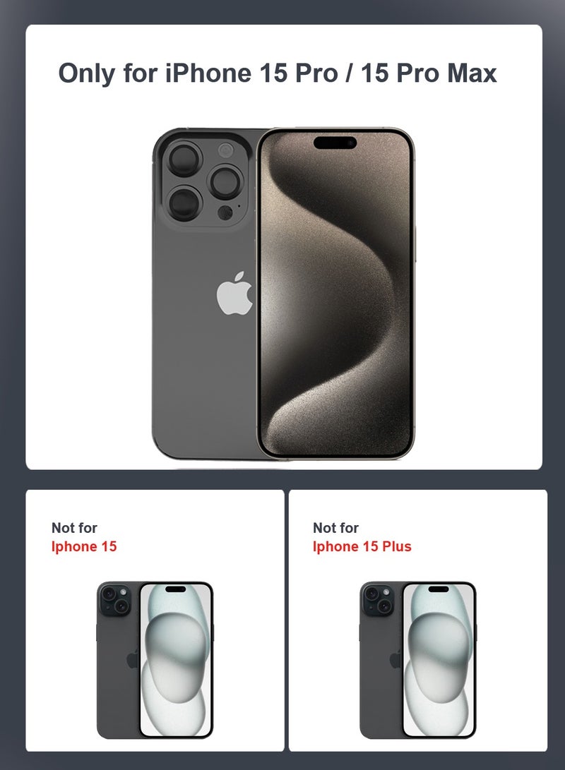 ماكس آند ماكس واقي عدسة الكاميرا لهاتف iPhone 15 Pro / 15 Pro Max - زجاج شفاف مقسّى مع حواف من الألومنيوم، وطلاء مضاد للخدش وواقي عدسة مقاوم للخدش - أسود - Image 4