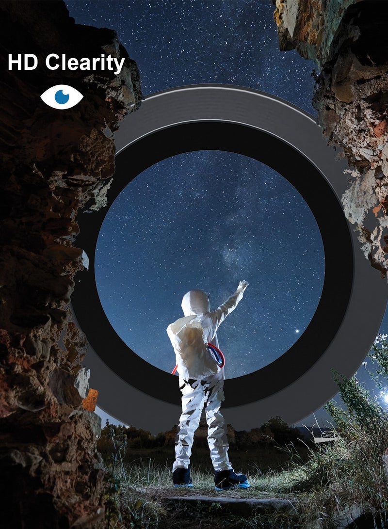 ماكس آند ماكس واقي عدسة الكاميرا لهاتف iPhone 15 Pro / 15 Pro Max - زجاج شفاف مقسّى مع حواف من الألومنيوم، وطلاء مضاد للخدش وواقي عدسة مقاوم للخدش - أسود - Image 3