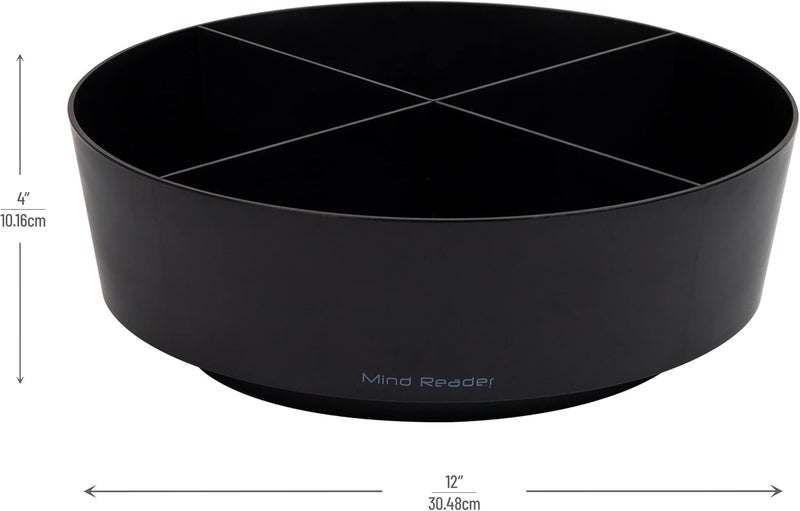 Mind Reader Snack Carousel, Countertop Organizer, Snack Tray, Condiment Holder, Breakroom, Kitchen, 12" L x 12" W x 4" H, Black - Image 3
