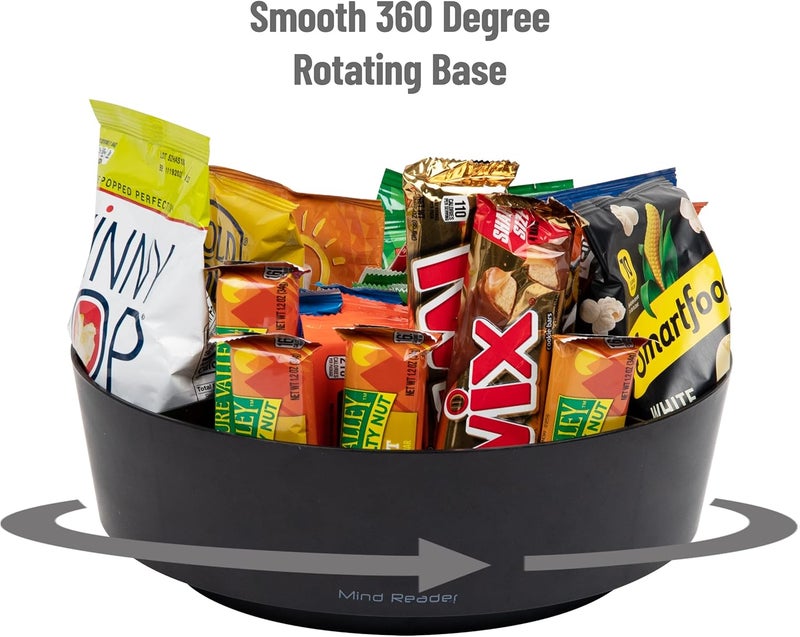 Mind Reader Snack Carousel, Countertop Organizer, Snack Tray, Condiment Holder, Breakroom, Kitchen, 12" L x 12" W x 4" H, Black - Image 4
