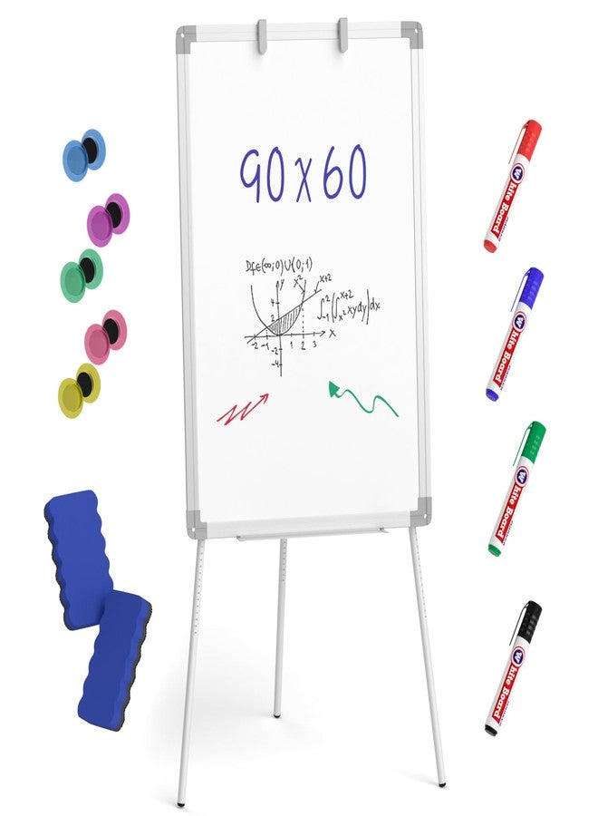 Nicpro Easel Whiteboard with Stand, 36 x 24'' Magnetic Dry Erase White Board Tripod Height Adjustable with Pens, Eraser, Magnet, Flipchart Easel Stand White Board for Kid Student Office Home Classroom - Image 1