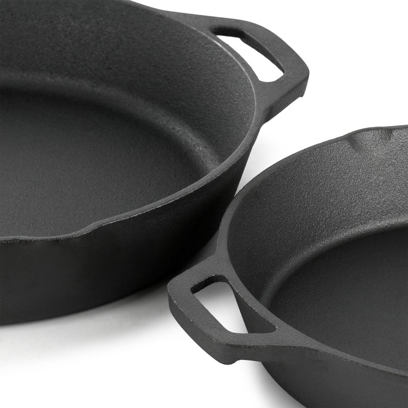 MegaChef 13 Piece Pre-Seasoned Cast Iron Skillet Set with Temperd Glass Lids and Silicone Holders - Image 5