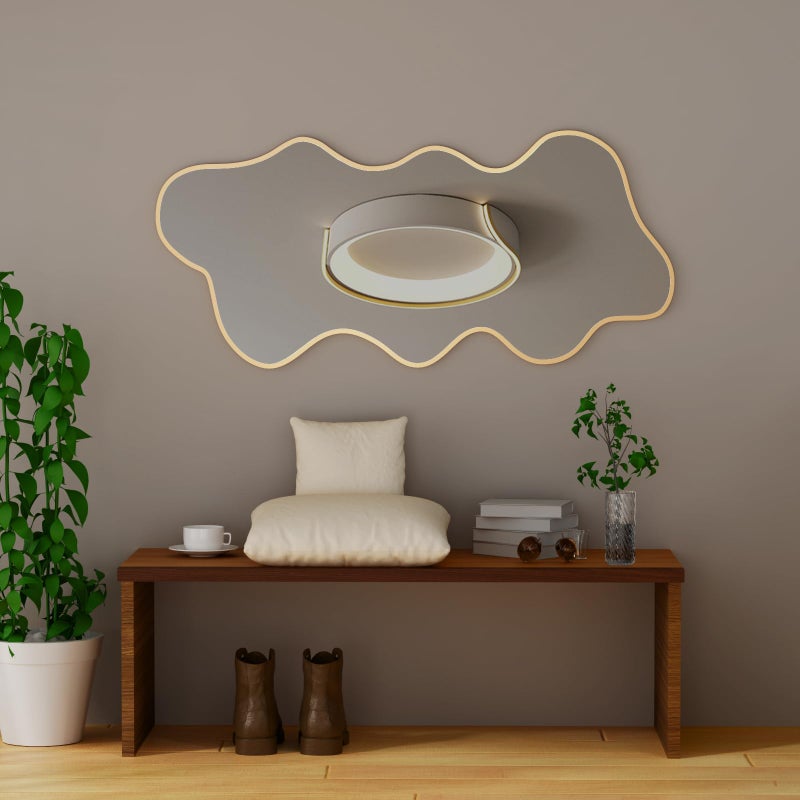 osemy Irregular Wall Mirror Wavy Asymmetrical Shaped Aluminum Alloy Framed Big Unique Full Length Mirror for Living Room Bathroom Bedroom Entryway Fireplace (Gold, 47"x21") - Image 4