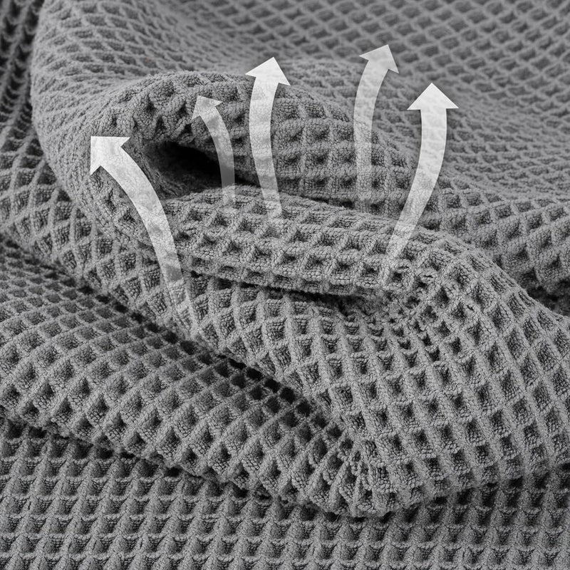 MICROFI New Microfiber Waffle Bath Towels, 2 Pieces, Oversized, Soft, Absorbent, Fast Drying, Lint Free (Gray) - Image 2