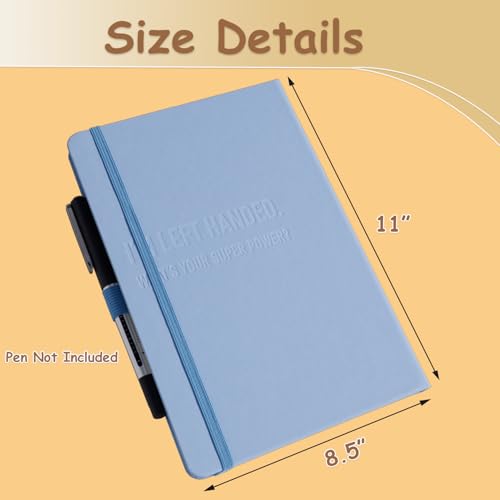 Urby Left Handed Journal w. Leather Cover. The Lefty Stuff Series. College Ruled Left Handed Notebooks, 200 Pages, 80GSM Premium Paper. US Letter Size. 11x8.5in. Baby Blue - Image 2