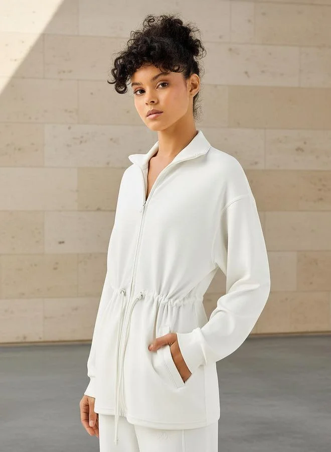 Kappa Kappa Women Soft Touch Drawstring Waist Longline Jacket