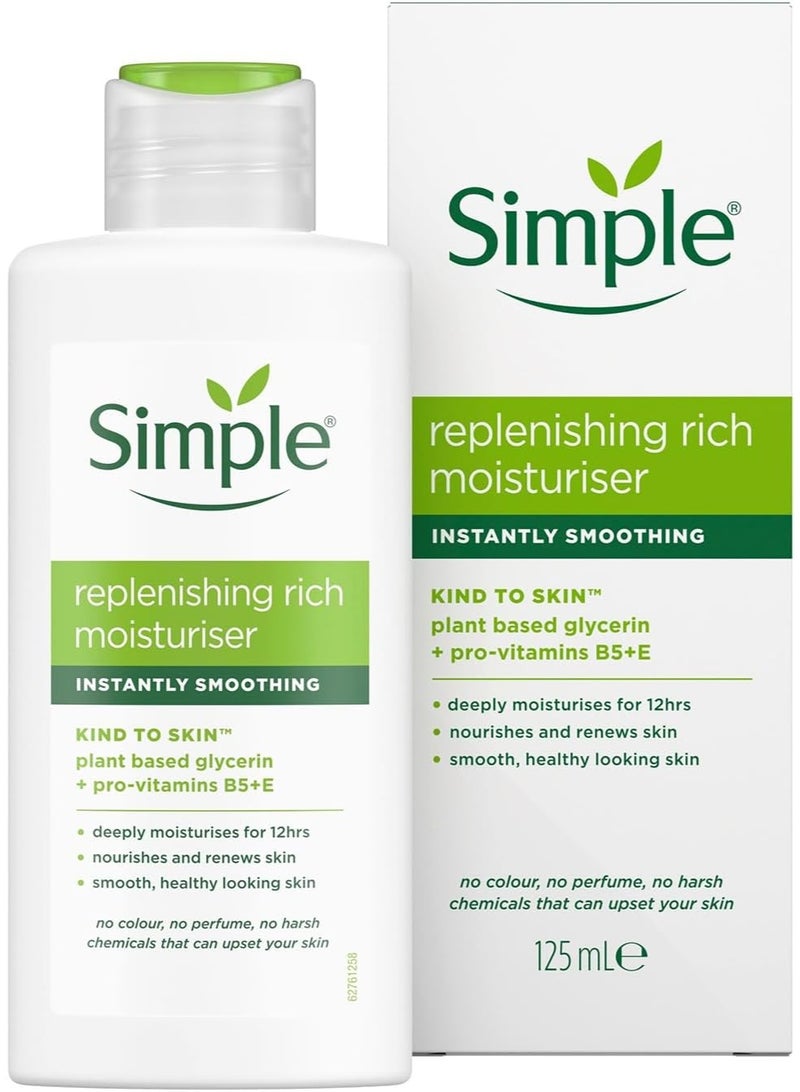Simple Replenishing Rich Lotion Moisturiser with Pro-Vitamins B5 + E for Nourished, Healthier-Looking Skin 125 ml - Image 1