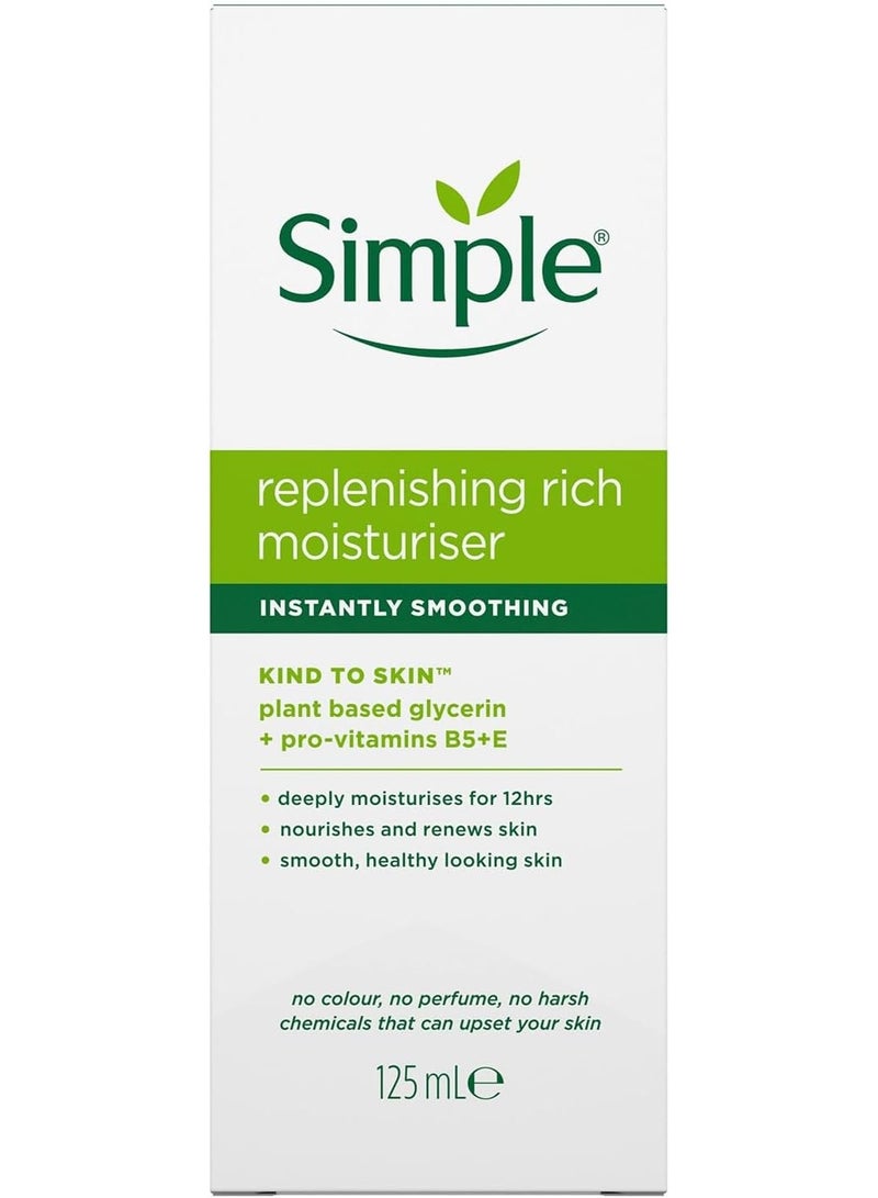 Simple Replenishing Rich Lotion Moisturiser with Pro-Vitamins B5 + E for Nourished, Healthier-Looking Skin 125 ml - Image 2