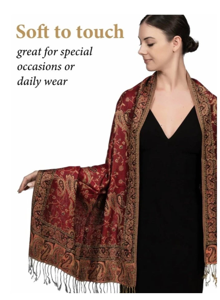 daydayup Women's Bp-025 shawl, comfortable and fashionable shawl, versatile (burgundy) - Image 3