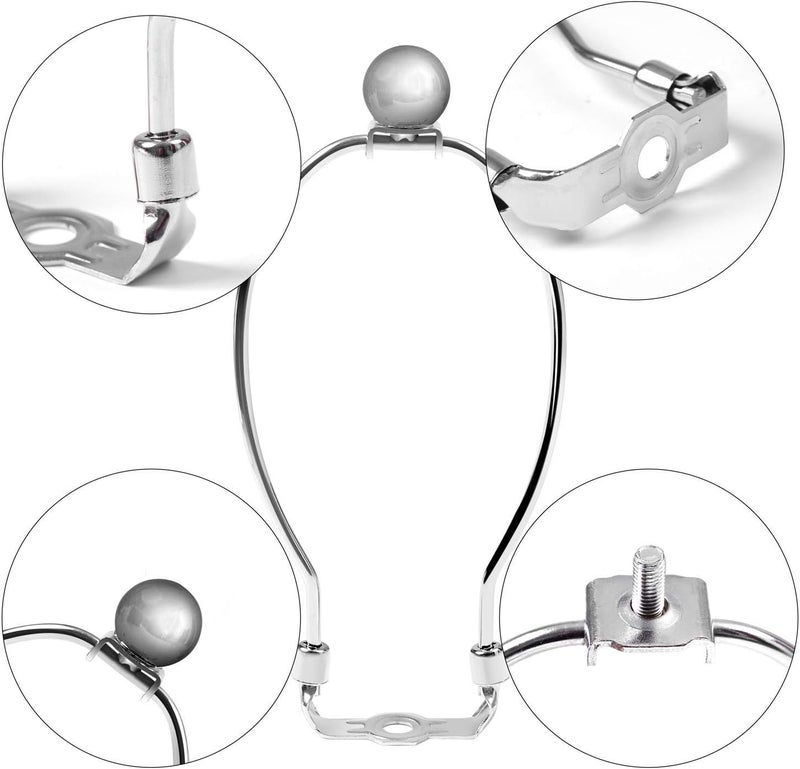 HSIULMY 2 Pcs 8 inch Lamp Harp Holder for Table and Floor Lamps (Chrome Polished) - Image 3