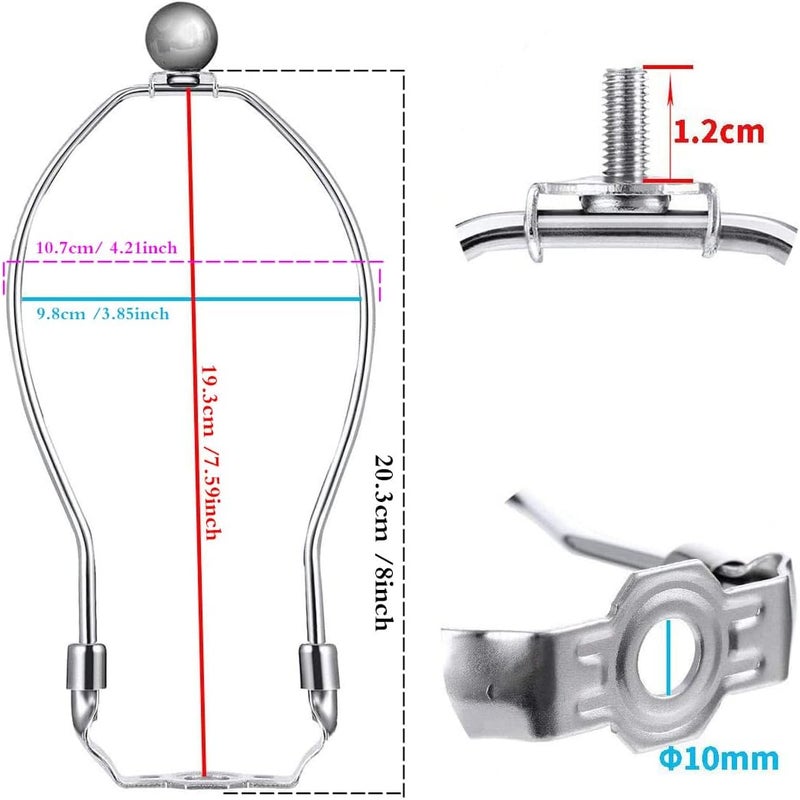HSIULMY 2 Pcs 8 inch Lamp Harp Holder for Table and Floor Lamps (Chrome Polished) - Image 2