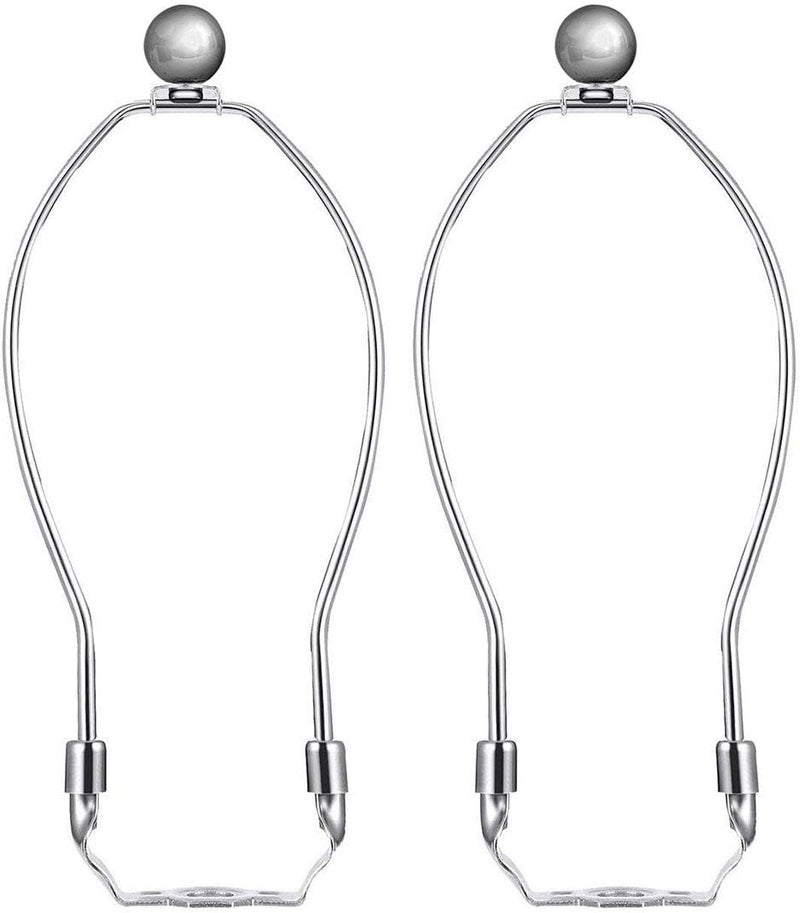 HSIULMY 2 Pcs 8 inch Lamp Harp Holder for Table and Floor Lamps (Chrome Polished) - Image 1