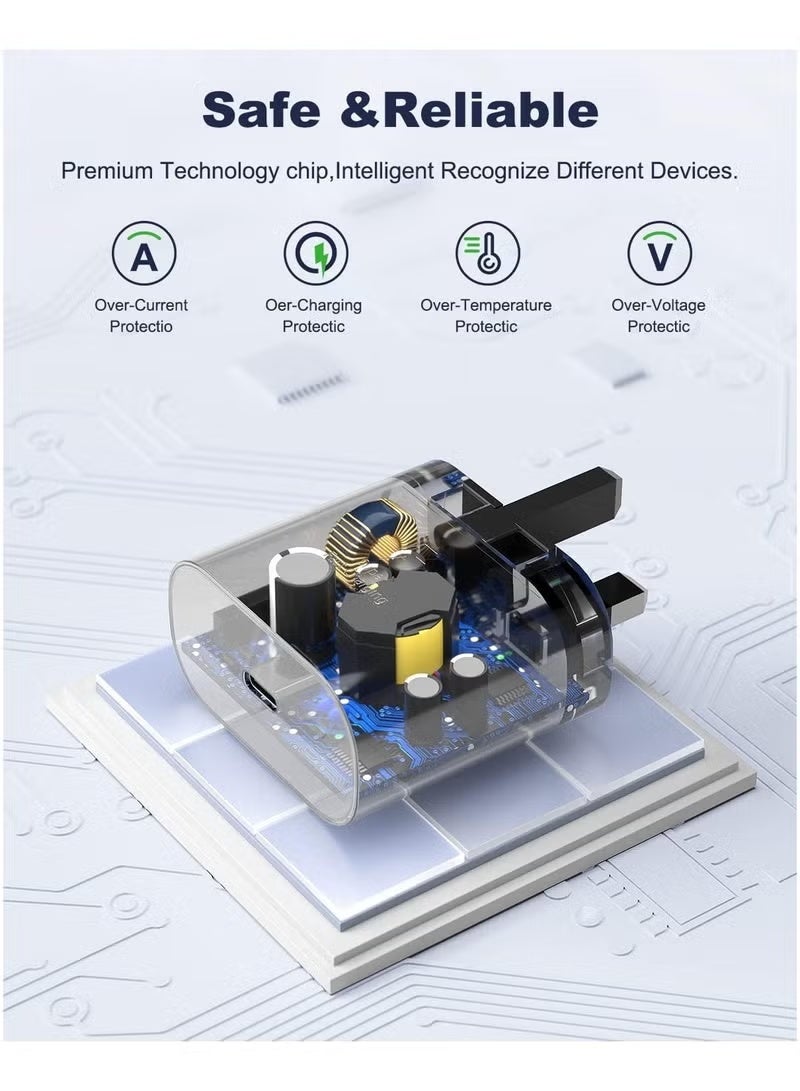 غولو 25W USB C شاحن فائق السرعة - متوافق مع S24 S23 S22 S21 S20 Ultra ، S24 + S23 + S22 + S21 + ، A53 ، A15 ، A55 ، A54 - محول الطاقة من النوع C - Image 3