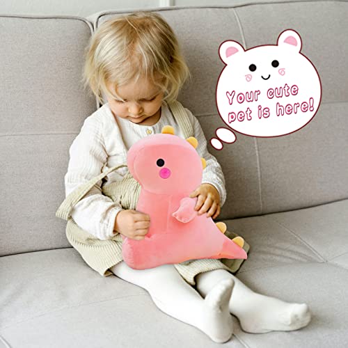 DUANMUL Cute Dinosaur Plush Toys, Fat Dinosaur Soft Stuffed Animals Toys Dolls, Dino Plushies Doll Cute Birthday Gifts for Kids Girls Boys (Pink,8in) - Image 3