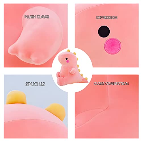 DUANMUL Cute Dinosaur Plush Toys, Fat Dinosaur Soft Stuffed Animals Toys Dolls, Dino Plushies Doll Cute Birthday Gifts for Kids Girls Boys (Pink,8in) - Image 5
