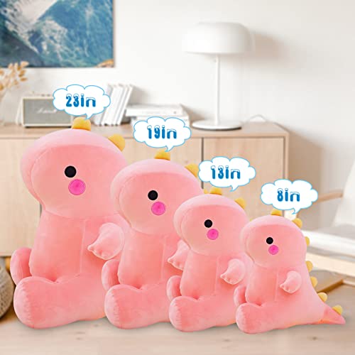 DUANMUL Cute Dinosaur Plush Toys, Fat Dinosaur Soft Stuffed Animals Toys Dolls, Dino Plushies Doll Cute Birthday Gifts for Kids Girls Boys (Pink,8in) - Image 4