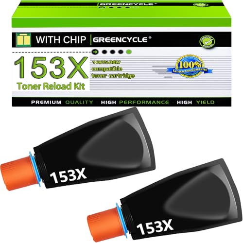 greencycle 153X Compatible Black Toner Reload Kit Replacement for HP W1530X for LaserJet Tank 2504dw LaserJet Tank MFP 2604sdw 1504 1504w 2504 1604 1604w 2604 2604dw 2606 2606dw 2PC - Image 1