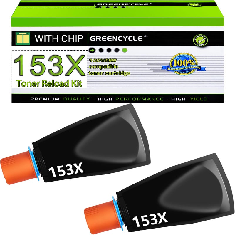 greencycle 153X Compatible Black Toner Reload Kit Replacement for HP W1530X for LaserJet Tank 2504dw LaserJet Tank MFP 2604sdw 1504 1504w 2504 1604 1604w 2604 2604dw 2606 2606dw 2PC - Image 2