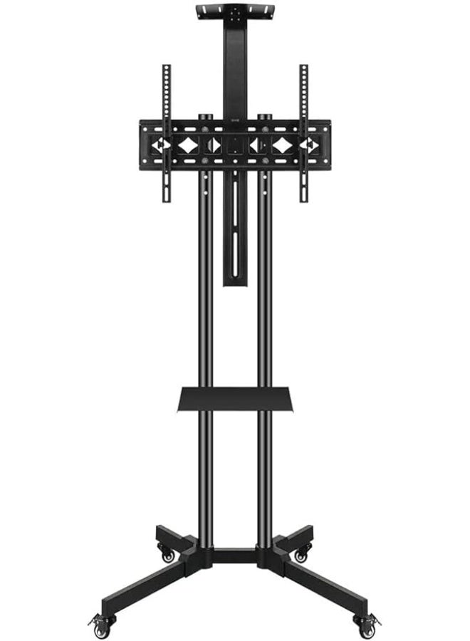 Mobile TV Cart Stand with Wheels – Adjustable Rolling Floor Stand for 32" to 65" TVs, Height Adjustable with Sturdy Base - Image 1