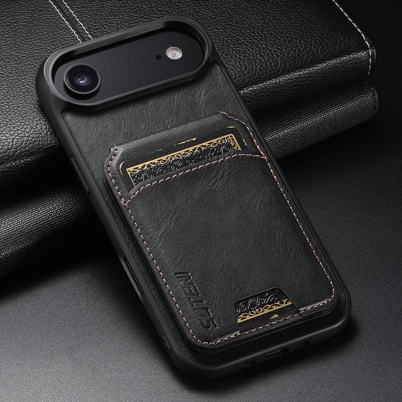Suteni For Iphone Air H02 Leather Wallet Stand Back Phone Case(Black) - Image 2