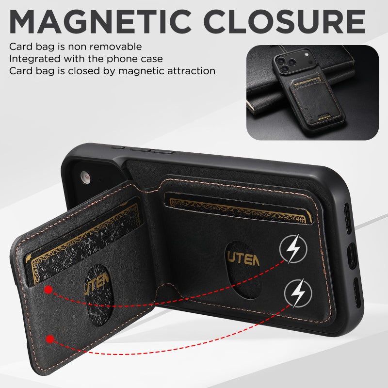 Suteni For Iphone Air H02 Leather Wallet Stand Back Phone Case(Black) - Image 4