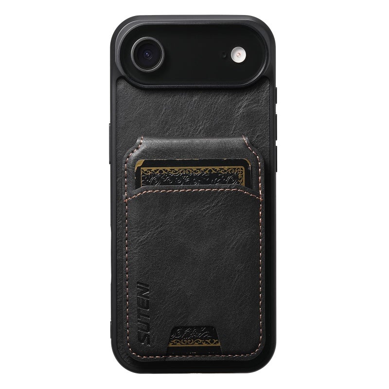 Suteni For Iphone Air H02 Leather Wallet Stand Back Phone Case(Black) - Image 1