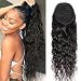 Feelgrace 100% Human Hair Drawstring Ponytail Extension Water Wave in Natural Color 1B Corn Wave Ponytail Clip in Extensions for Black Women Full End Hair 18 Inch - Image 2