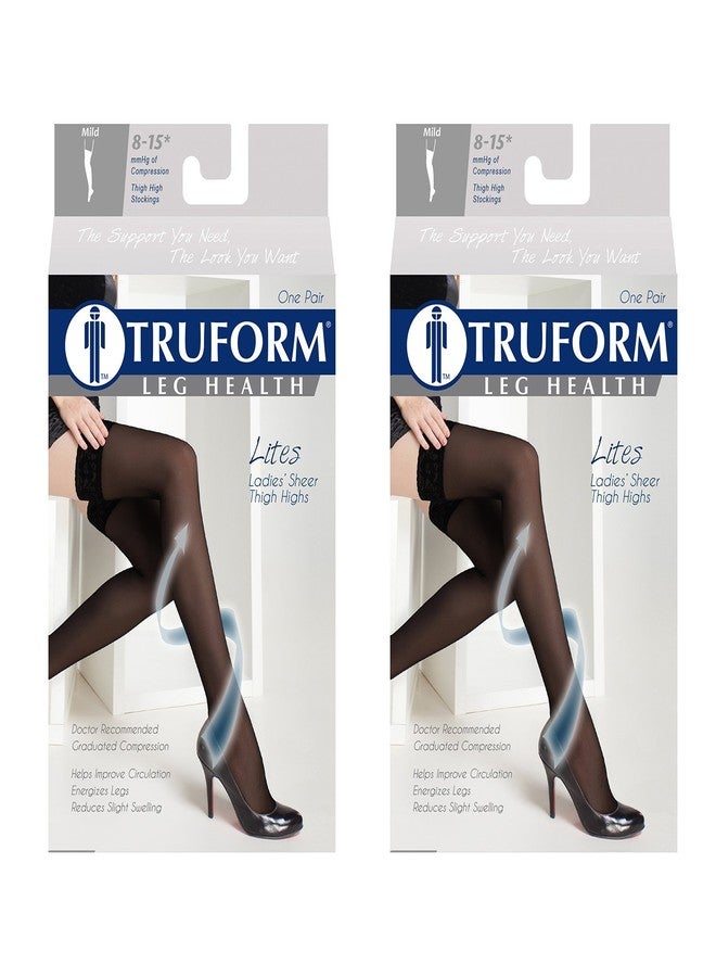 Truform Compression 8-15 mmHg Sheer Thigh High Stockings Beige, X-Large, 2 Count (1764BG-XL 2PK) - Image 2