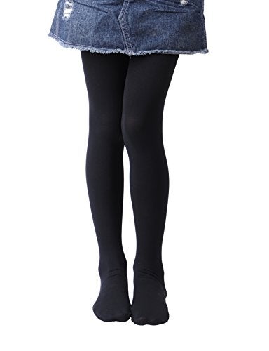 EVERSWE Girls Semi Opaque Footed Tights, Microfiber Tights (5-7, Black) - Image 5