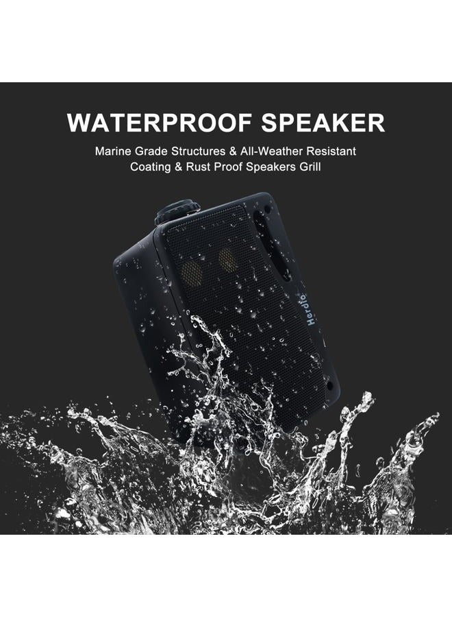 Herdio 3.5" Outdoor Bluetooth Speakers Wired Waterproof, 200W 3 Way Upgrade Premium Wall Mount Speakers, Durable Mountable Loud Sound System for Patio Indoor Deck Garage (Black Pair) - Image 4