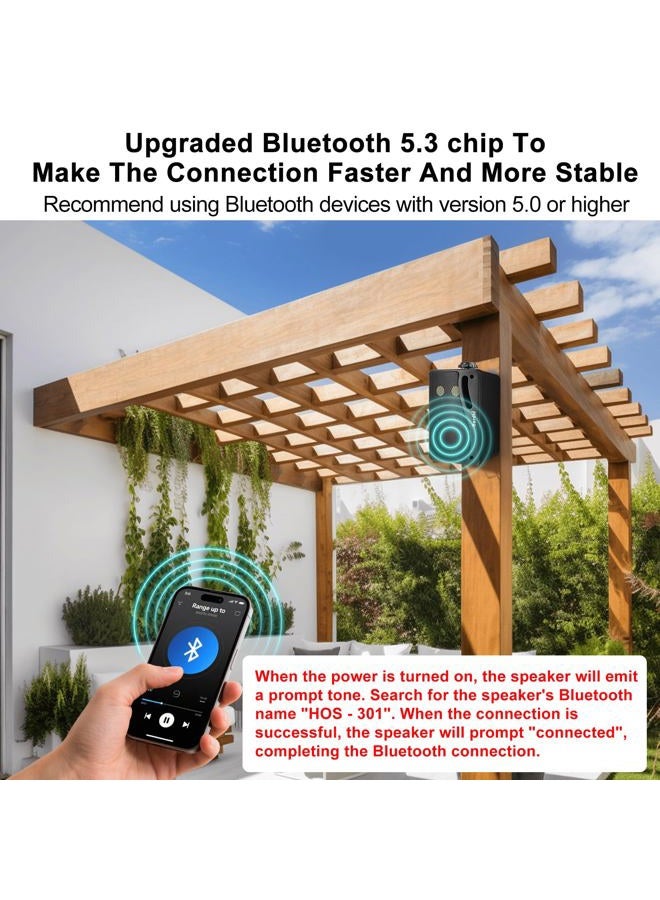 Herdio 3.5" Outdoor Bluetooth Speakers Wired Waterproof, 200W 3 Way Upgrade Premium Wall Mount Speakers, Durable Mountable Loud Sound System for Patio Indoor Deck Garage (Black Pair) - Image 3