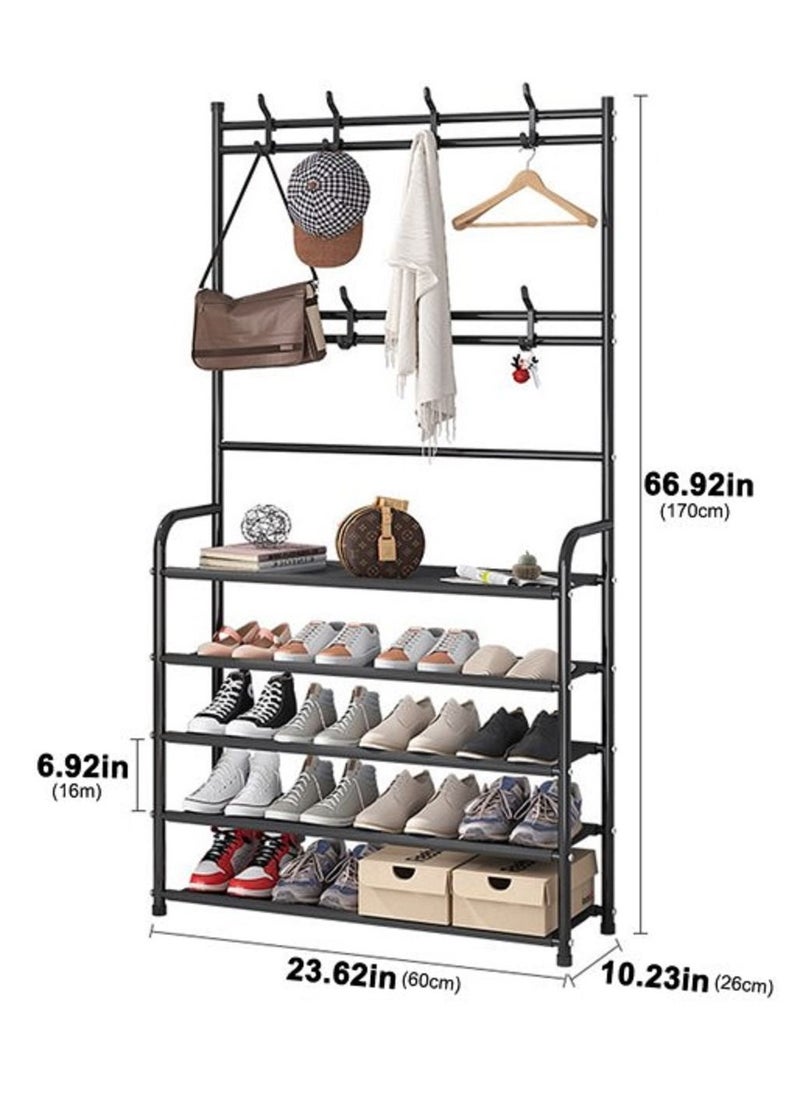 Toshionics Multifunctional 3 in 1 Entryway Coat Rack 5 Tier Hall Tree Shoe Bench Large Storage Shelfs  - Image 5