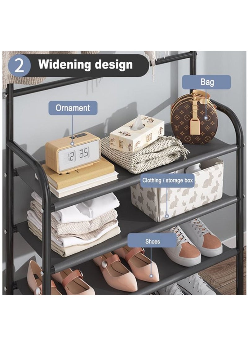 Toshionics - Multifunctional 3 in 1 Entryway Coat Rack 5 Tier Hall Tree Shoe Bench Large Storage Shelfs - Image 1