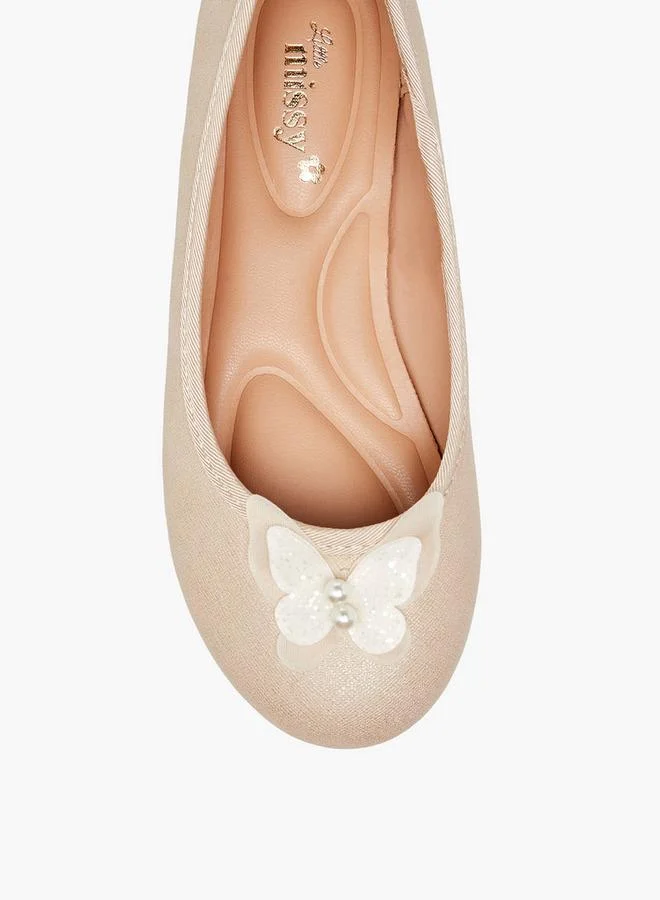 Little Missy GOLD Butterfly Accent Slip-On Ballerina Shoes for Women | Best Price UAE