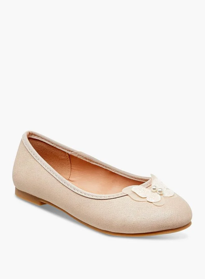 Little Missy GOLD Butterfly Accent Slip-On Ballerina Shoes for Women | Best Price UAE
