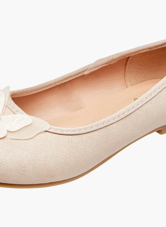 Little Missy GOLD Butterfly Accent Slip-On Ballerina Shoes for Women | Best Price UAE
